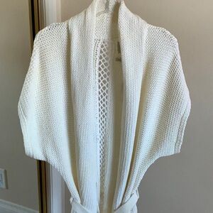 Brochu Walker Cotton Knit Beach Wrap Sweater, Ivory, Size Small